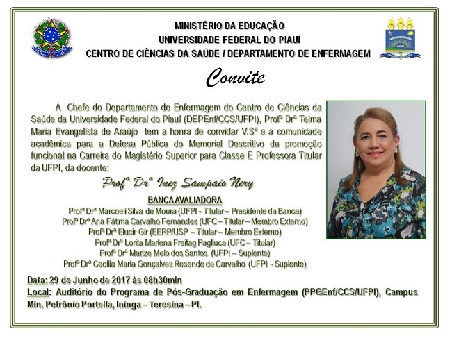 Convite Banca ProfaTitular Inez Sampaio Nery